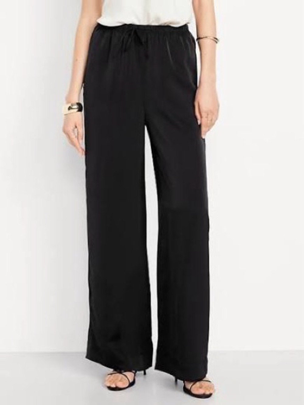 Old Navy High Waisted Satin Wide Leg Pants Black Size Small Tall